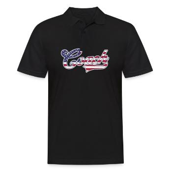 American Flag Coach 4. Juli Retro Font - Männer Poloshirt - Schwarz - Vorne - Kai (181cm)