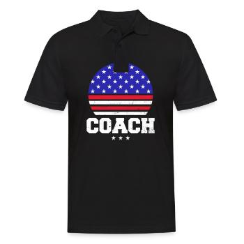 American Flag Coach 4. Juli Retro Sonnenuntergang - Männer Poloshirt - Schwarz - Vorne - Kai (181cm)