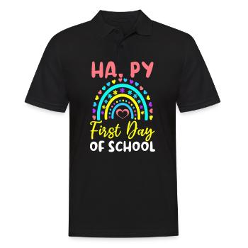 Erster Schultag Froher Erster Tag Regenbogen - Männer Poloshirt - Schwarz - Vorne - Kai (181cm)