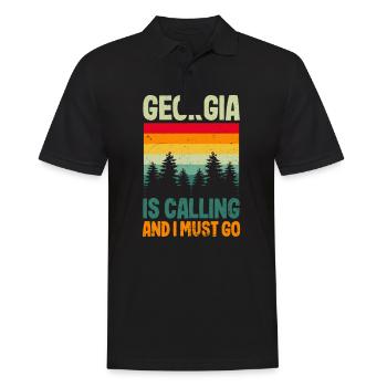 Georgia Pfirsich Georgia Calling - Männer Poloshirt - Schwarz - Vorne - Kai (181cm)