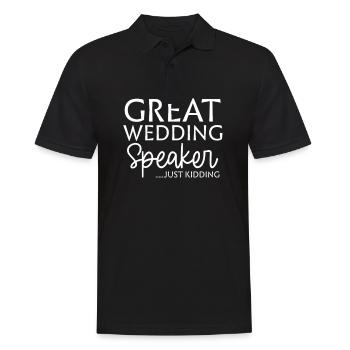 Redner Großer Hochzeitsredner - Männer Poloshirt - Schwarz - Vorne - Kai (181cm)