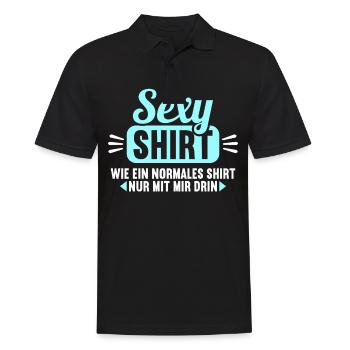 Sexy Shirt wie normales Shirt nur mit mir drin - Männer Poloshirt - Schwarz - Vorne - Kai (181cm)