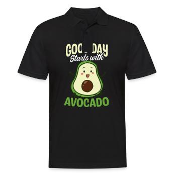 Avocado Good Day Start With Avocado - Men's Polo Shirt - black - Front - Kai (181cm)
