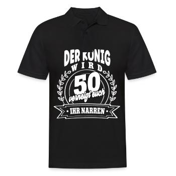 50. Geburtstag Der König wird 50 - Männer Poloshirt - Schwarz - Vorne - Kai (181cm)
