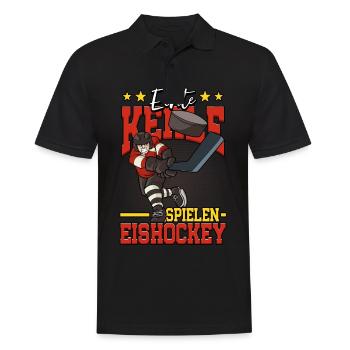 Echte Kerle spielen Eishockey - Männer Poloshirt - Schwarz - Vorne - Kai (181cm)