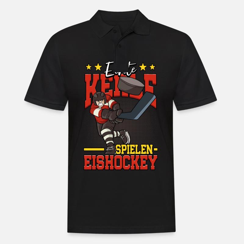 Echte Kerle spielen Eishockey - Männer Poloshirt - Schwarz