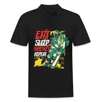 Manger sleep hockey Répéter le hockey sur glace - Polo Homme - noir - Devant - Kai (181cm)