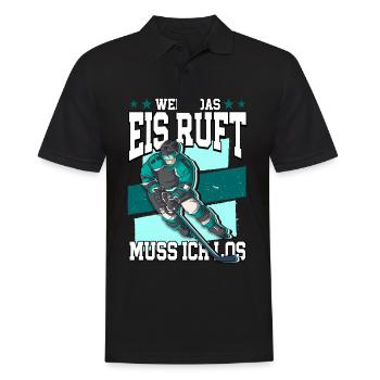 Geheult wird erst wenn es stark blutet Eishockey - Männer Poloshirt - Schwarz - Vorne - Kai (181cm)