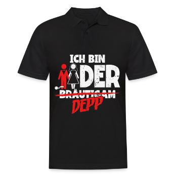 Ich bin der Depp Bräutigam - Männer Poloshirt - Schwarz - Vorne - Kai (181cm)