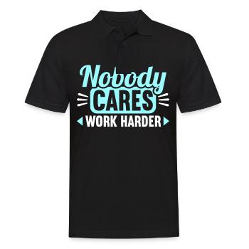 Nobody cares work harder - Männer Poloshirt - Schwarz - Vorne - Kai (181cm)