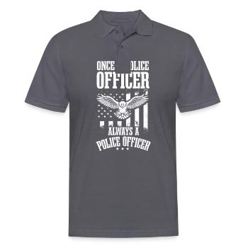 4th July Police Officer Once Always A Police - Men's Polo Shirt - charcoal grey - Front - Nico (186cm)