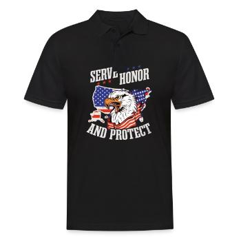 4. Juli Polizist dient Ehre und Schutz - Männer Poloshirt - Schwarz - Vorne - Kai (181cm)