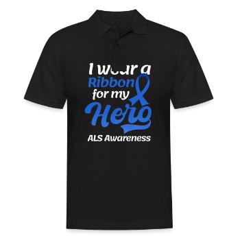 Als Awarenesss Wear Ribbon für meinen Helden - Männer Poloshirt - Schwarz - Vorne - Kai (181cm)