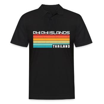 Vintage Thaïlande Asie Coucher de soleil Phi Phi Îles - Polo Homme - noir - Devant - Kai (181cm)