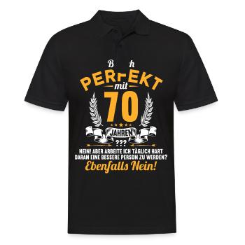 Bin ich perfekt mit 70 Jahren 70. Geburtstag - Männer Poloshirt - Schwarz - Vorne - Kai (181cm)