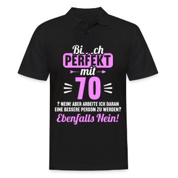 Bin ich perfekt mit 70 Jahren 70. Geburtstag - Männer Poloshirt - Schwarz - Vorne - Kai (181cm)