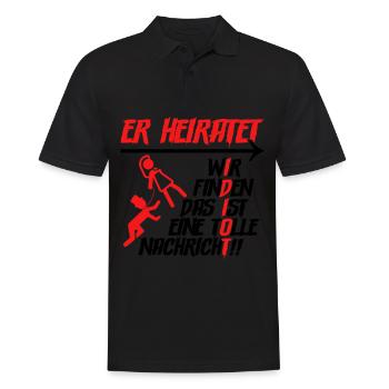 Er heiratet Idiot Junggesellenabschied Männer - Männer Poloshirt - Schwarz - Vorne - Kai (181cm)