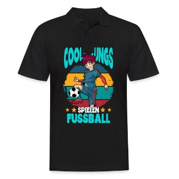 Coole Jungs spielen Fußball Spruch - Männer Poloshirt - Schwarz - Vorne - Kai (181cm)
