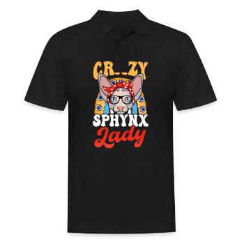 Sphynx Katze Verrückte Sphynx Dame - Männer Poloshirt - Schwarz - Vorne - Kai (181cm)
