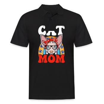 Sphynx Katze Bandana Katze Mama - Männer Poloshirt - Schwarz - Vorne - Kai (181cm)