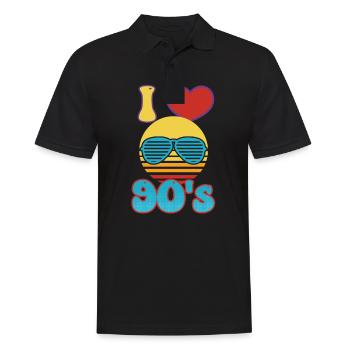 J’aime les années 90 J’aime le cœur des années 90 - Polo Homme - noir - Devant - Kai (181cm)