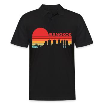 Vintage Thaïlande Vacances Asie Coucher de soleil Bangkok - Polo Homme - noir - Devant - Kai (181cm)