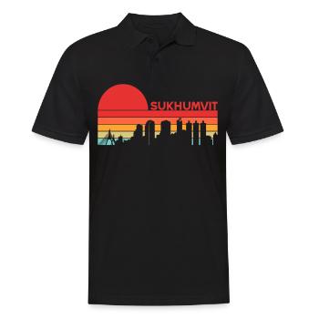 Vintage Thaïlande Asie Coucher de soleil Bangkok Sukhumvit - Polo Homme - noir - Devant - Kai (181cm)