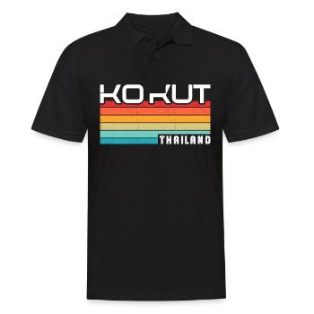 Vintage Thaïlande Vacances Asie Coucher de Soleil Ko Kut - Polo Homme - noir - Devant - Kai (181cm)