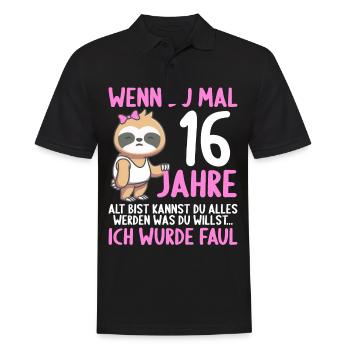 Wenn du groß bist ich wurde Faul 16. Geburtstag - Männer Poloshirt - Schwarz - Vorne - Kai (181cm)