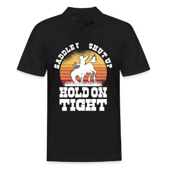 Rodéo Western Cowboy Wild West Retro Horse - Polo Homme - noir - Devant - Kai (181cm)