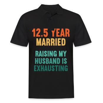 Je me suis mal comporté 12,5 ans anniversaire de mariage marié - Polo Homme - noir - Devant - Kai (181cm)