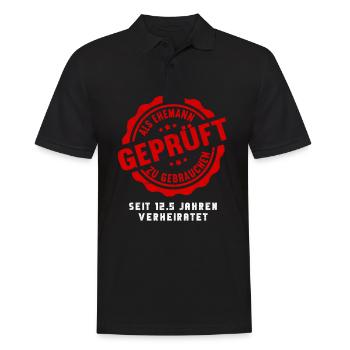 Ich übelebte 12.5 Jahre verheiratet Hochzeitstag - Männer Poloshirt - Schwarz - Vorne - Kai (181cm)