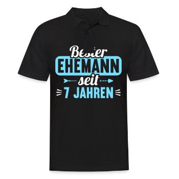 Beste Ehefrau Bester Ehemann seit 7 Jahren - Männer Poloshirt - Schwarz - Vorne - Kai (181cm)