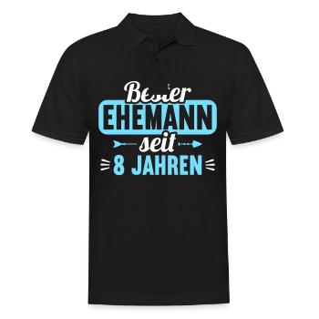Beste Ehefrau Bester Ehemann seit 8 Jahren - Männer Poloshirt - Schwarz - Vorne - Kai (181cm)