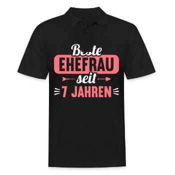Beste Ehefrau Bester Ehemann seit 7 Jahren - Männer Poloshirt - Schwarz - Vorne - Kai (181cm)