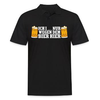 Ich bin nur wegen dem Bier hier Bier - Männer Poloshirt - Schwarz - Vorne - Kai (181cm)
