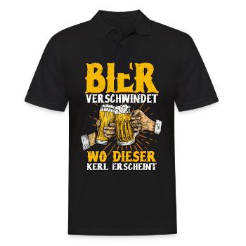 Bier - Männer Poloshirt - Schwarz - Vorne - Kai (181cm)