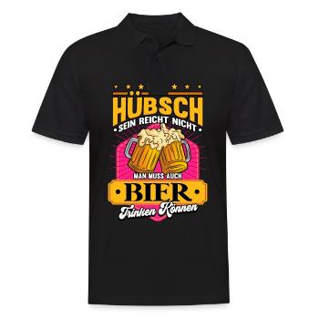 Nur hübsch sein reicht nicht man muss auch Bier - Männer Poloshirt - Schwarz - Vorne - Kai (181cm)