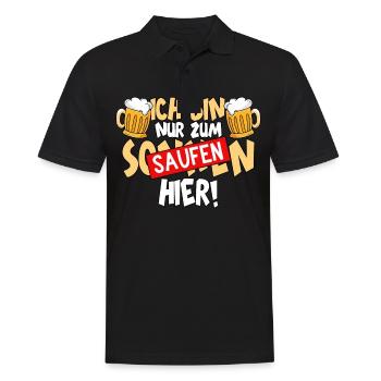 Ich bin nur zum saufen hier Bier - Männer Poloshirt - Schwarz - Vorne - Kai (181cm)