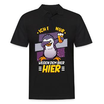 Ich bin nur wegen dem Bier hier Bier - Männer Poloshirt - Schwarz - Vorne - Kai (181cm)