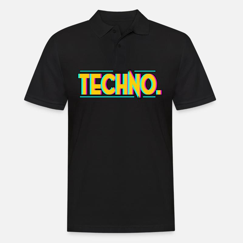 Techno - Männer Poloshirt - Schwarz