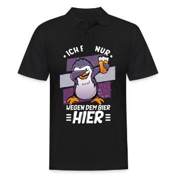 Ich bin nur wegen dem Bier hier Bier - Männer Poloshirt - Schwarz - Vorne - Kai (181cm)