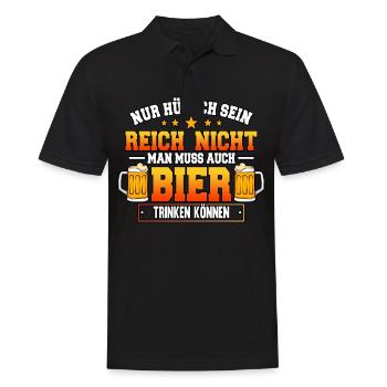 Nur hübsch sein reicht nicht man muss auch Bier - Männer Poloshirt - Schwarz - Vorne - Kai (181cm)