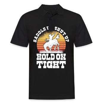 Rodéo Western Cowboy Wild West Retro Horse - Polo Homme - noir - Devant - Kai (181cm)
