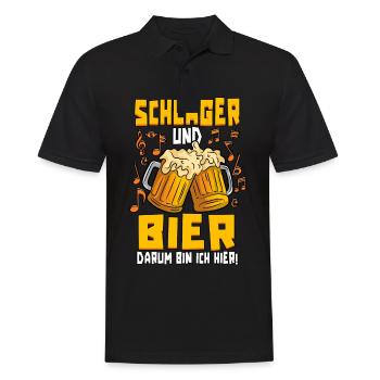 Schlager und Bier darum bin ich hier Schlagerparty - Männer Poloshirt - Schwarz - Vorne - Kai (181cm)