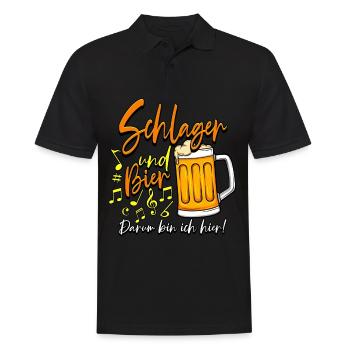 Schlagerparty Schlager und Bier darum bin ich hier - Männer Poloshirt - Schwarz - Vorne - Kai (181cm)