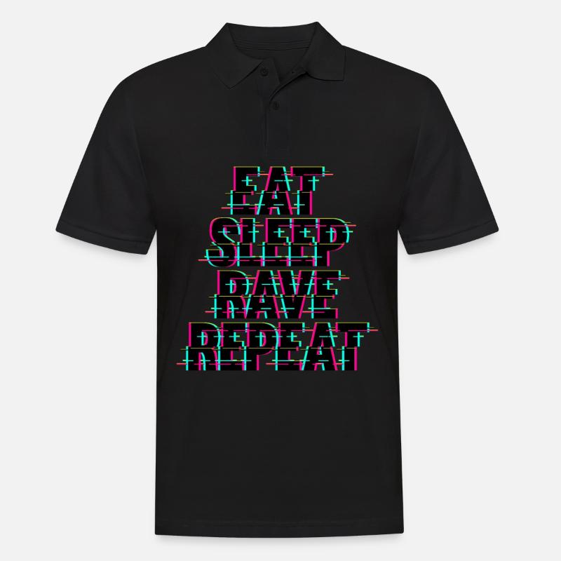 Eat Sleep Rave Repeat Techno - Männer Poloshirt - Schwarz
