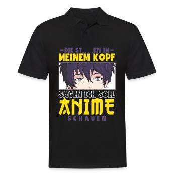 Anime Spruch Weeb Otaku - Männer Poloshirt - Schwarz - Vorne - Kai (181cm)