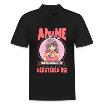 Anime Spruch Weeb Otaku Anime ist wie Latein - Männer Poloshirt - Schwarz - Vorne - Kai (181cm)