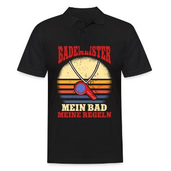 Rettungsschwimmer Bademeister - Männer Poloshirt - Schwarz - Vorne - Kai (181cm)